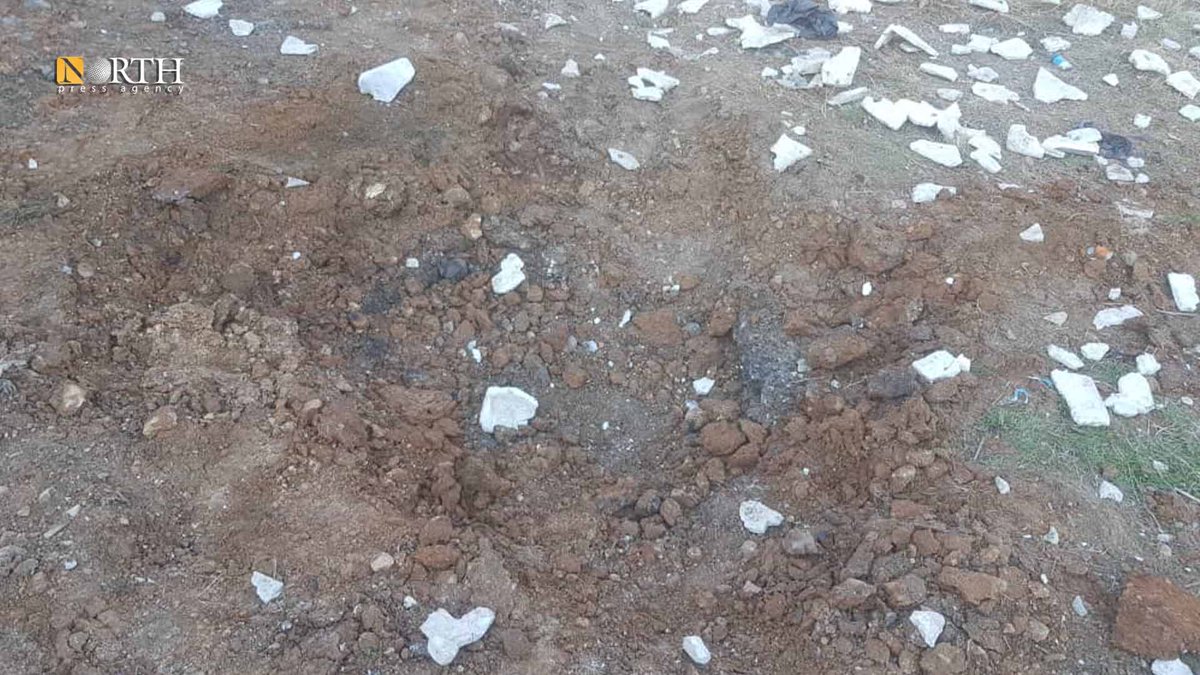 Impacts of the Turkish drone strike a house in central Syria's Kobani