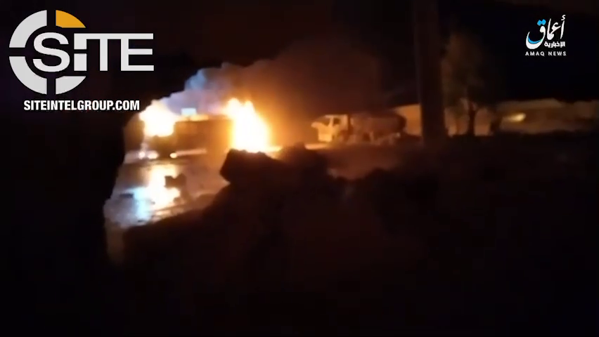 ISIS via Amaq published two videos about the attack Sina'a prison, Hasakah on Thursday.   First video features Islamic State fighters storming the prison, showing gunmen inside the facility and fires blazing in the vicinity