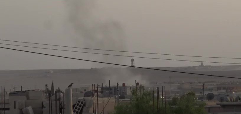 Ain Issa, part of the artillery shelling that targeted the center of Ain Issa city, without any casualties among civilians