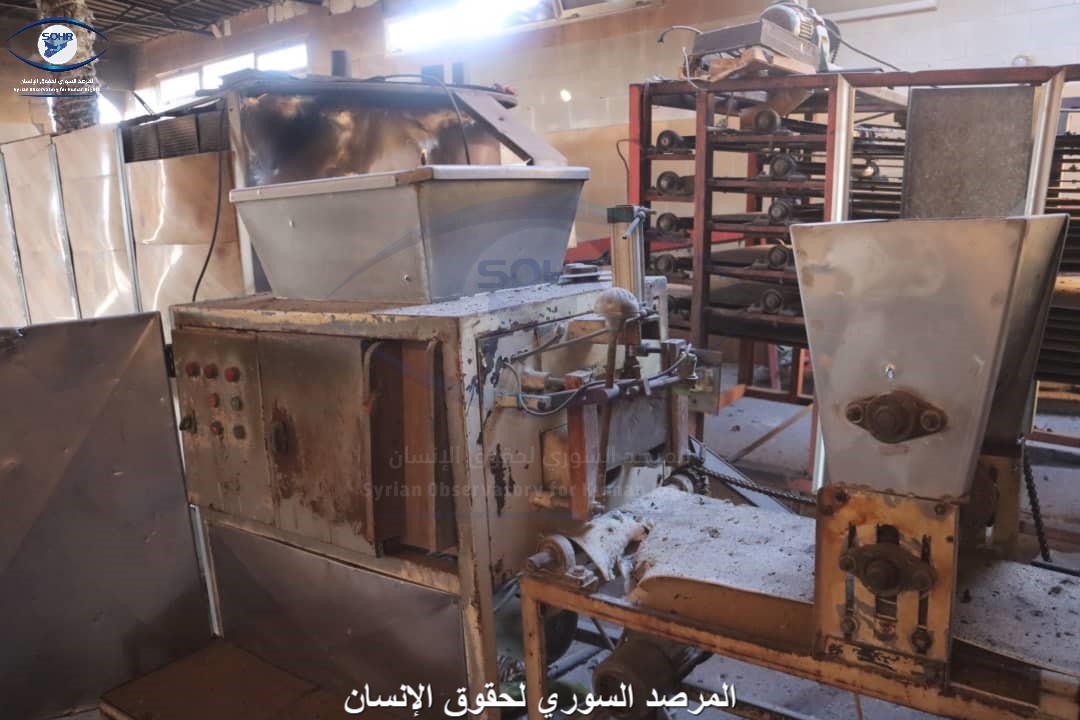 “SOHR camera” captures the damage to a bread bakery caused by Turkish airstrikes on Amuda city in Al-Qamishli countryside in northern Al-Hasakah