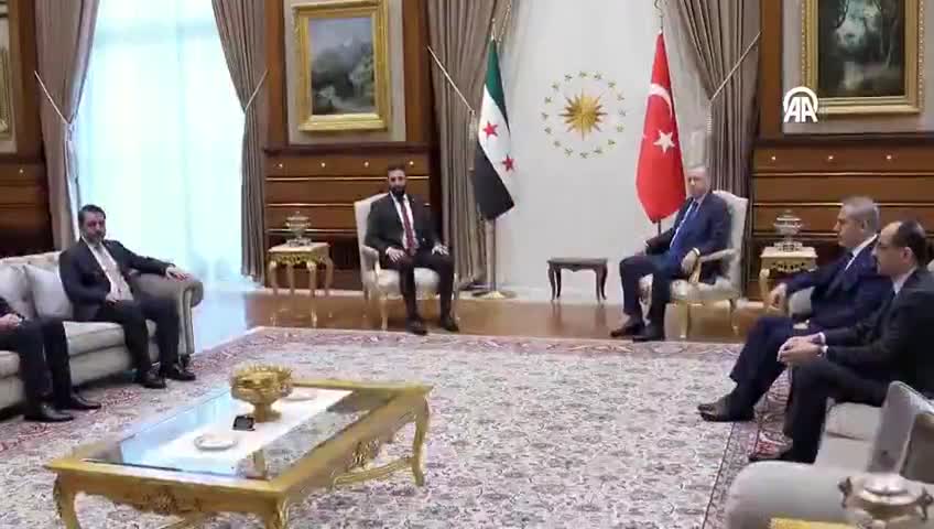 Syrian President Ahmed al-Sharaa meets his Turkish counterpart Recep Tayyip Erdogan in Ankara to discuss political developments and bilateral cooperation between the two countries.