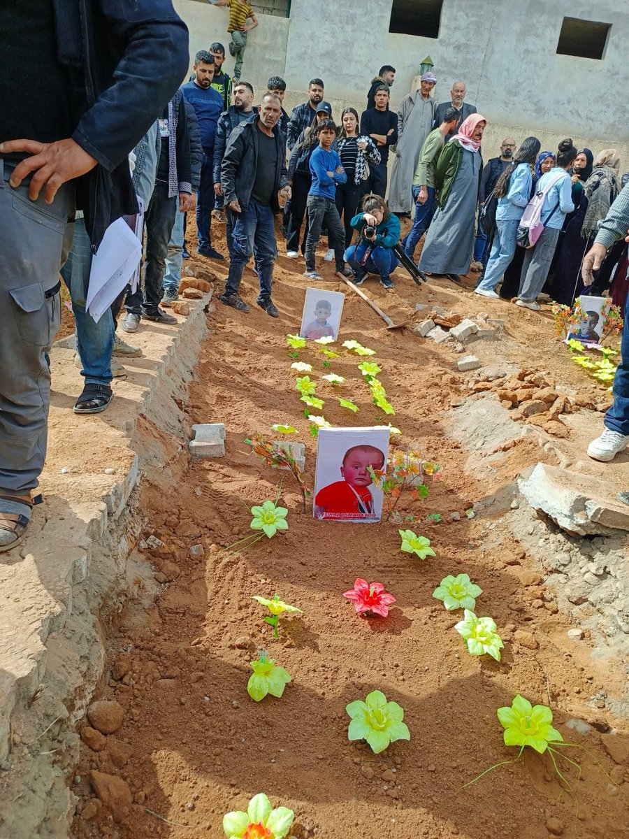 Today, the people of Kobani  (Ayn al-Arab) held a funeral for the 11 civilians most of them children from the same family, after they were killed due an airstrike by a Turkish drone on their home in the southern countryside of the city