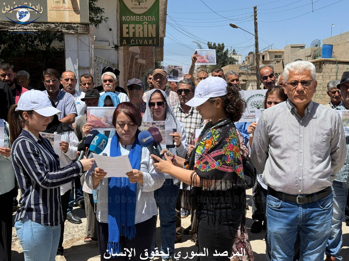 Una protesta en Qamishli, denunciando el asesinato de un niño en la zona rural de Jandaris en Afrin.